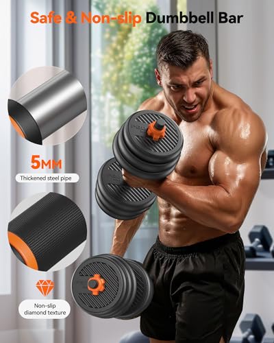 FEIERDUN Adjustable Dumbbells 5-in-1 Weight Set with Connector for Home Gym N6619