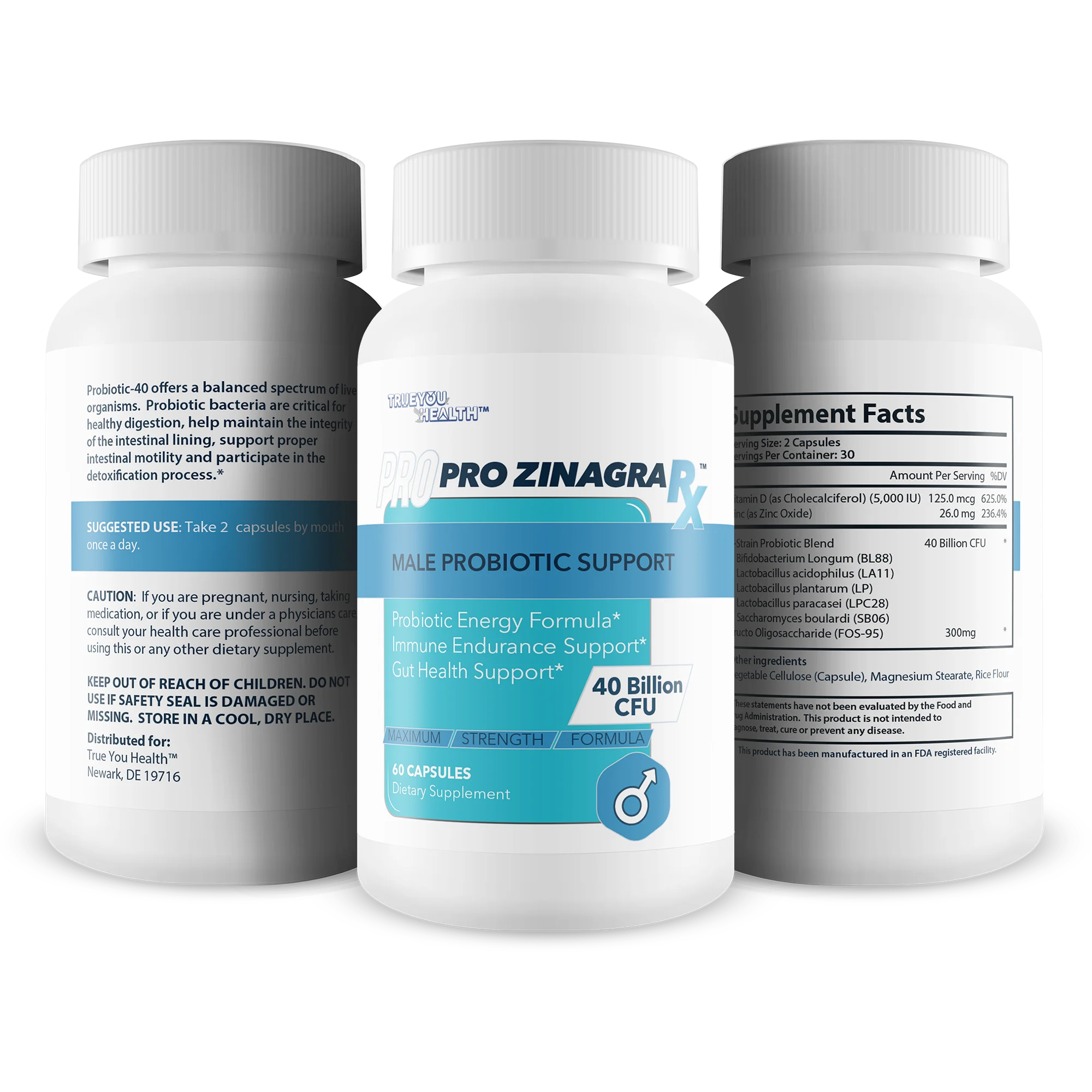 Pro Zinagra RX Male Probiotic Support for Men - 40 Billion CFU P241