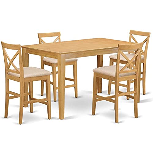 East West Furniture Capri 7 Piece Kitchen Counter Height Set with Table and 6 Chairs R680342