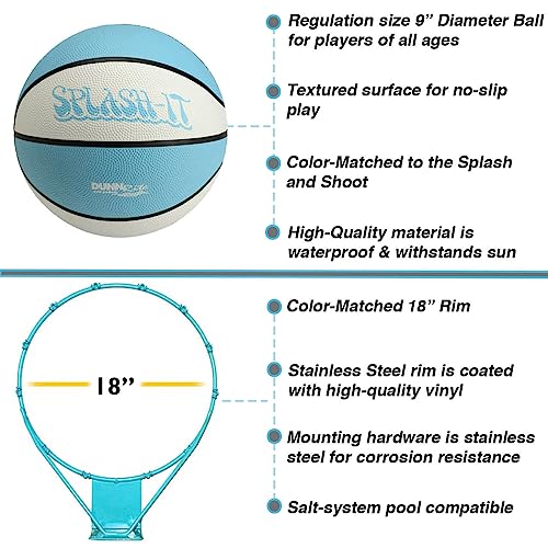 Dunn-Rite Splash & Shoot Outdoor Adjustable Height Pool Basketball Hoop with Ball and Base S249351