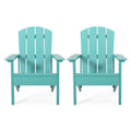 Noble House Culver Faux Wood Slat-Backed Adirondack Chair in Teal (Set of 2)
