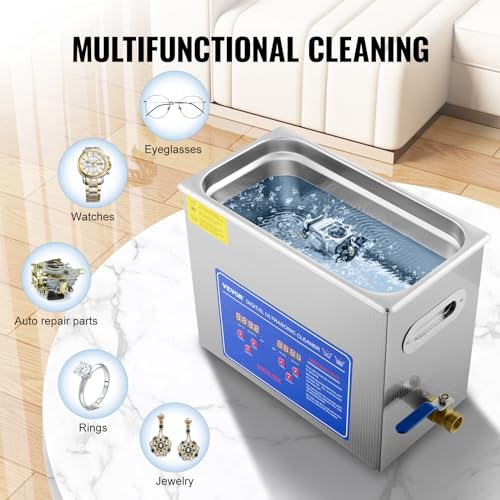 VEVOR Commercial Ultrasonic Cleaner 6L 40kHz with Digital Timer & Heater 110V Q7418