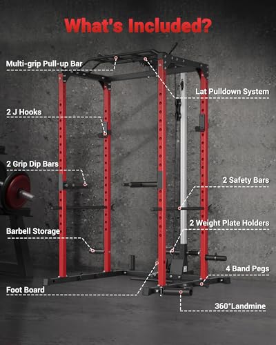 Power Cage with Cable Crossover System for Home Gym, 1600LBS Capacity J50127
