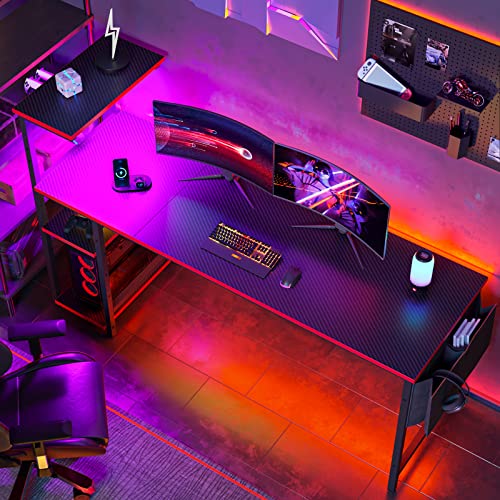 Bestier Gaming Desk with LED Lights, 51.3 Inch Computer Desk Q970