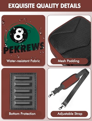 Pool Cue Case 4x5 with Pockets, Soft Padded Billiard Cue Bag A2212