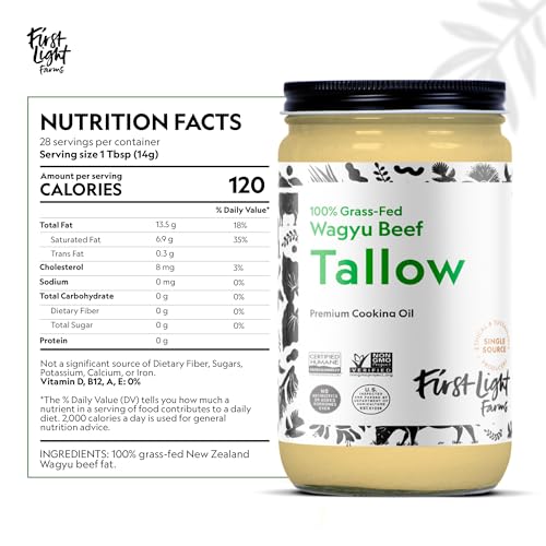 First Light Farms Wagyu Beef Tallow, 100% Grass-Fed, 14oz Glass Jar R849799