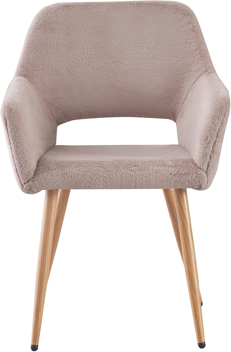 Faux Fur Side Reception Chair with Wood Metal Legs, Grey X186