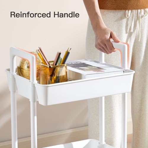 Pipishell 3 Tier Rolling Cart Organizer with Lockable Wheels, White K43271