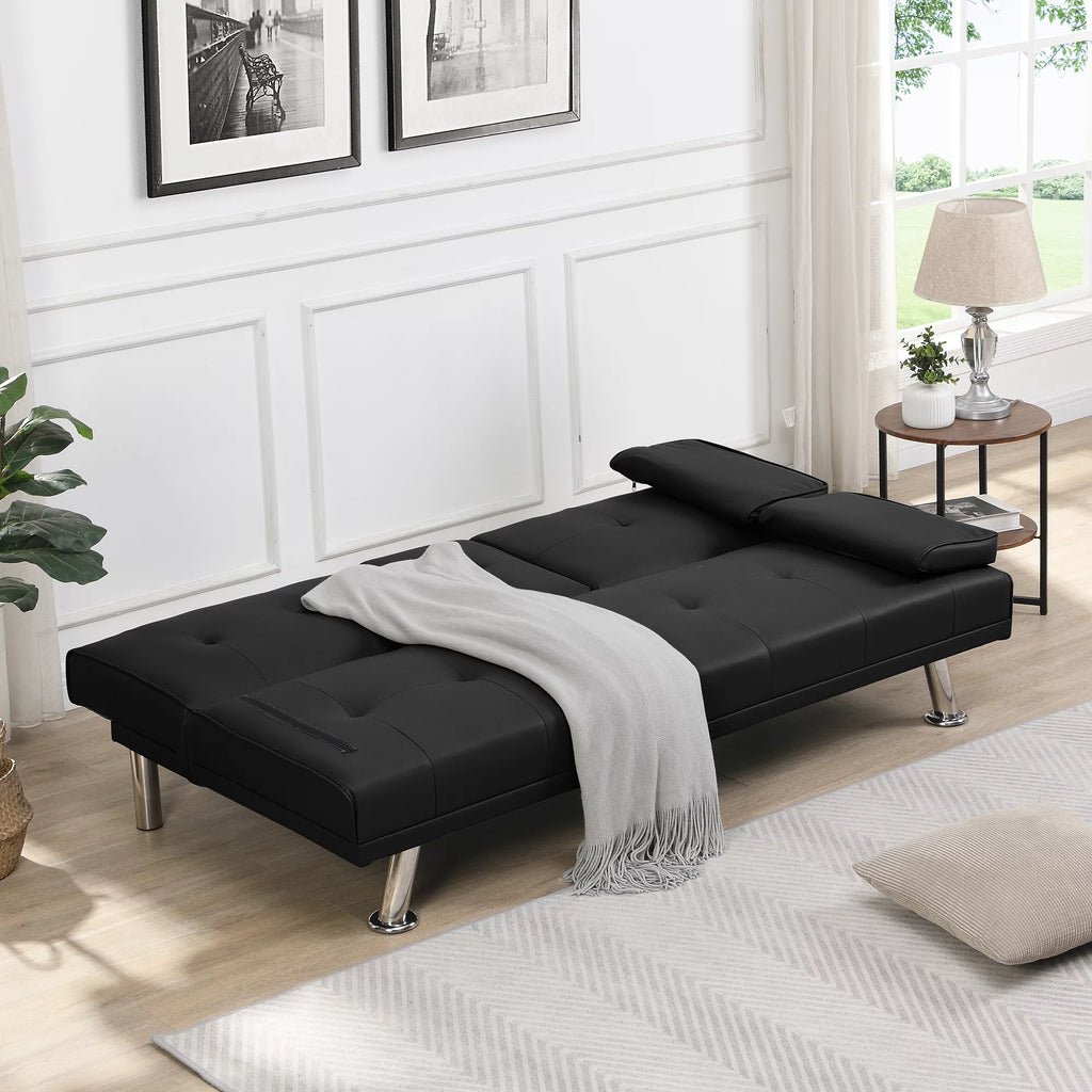 BASTCH Home Futon Sofa Bed 67 Inch with Removable Armrests, Wood Frame A109189