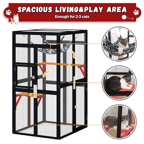COZIWOW Catio Outdoor Cat Enclosure with Window Access, Wooden Kitty Cage, White T1021
