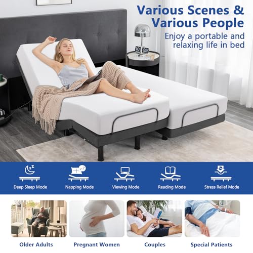 Split King Adjustable Bed Frame with Gel Memory Foam Mattress, Wireless Remote F95930