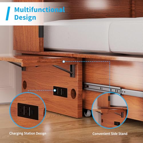 Mjkone Queen Murphy Bed Cabinet with Tri-Folding Mattress, White E6299