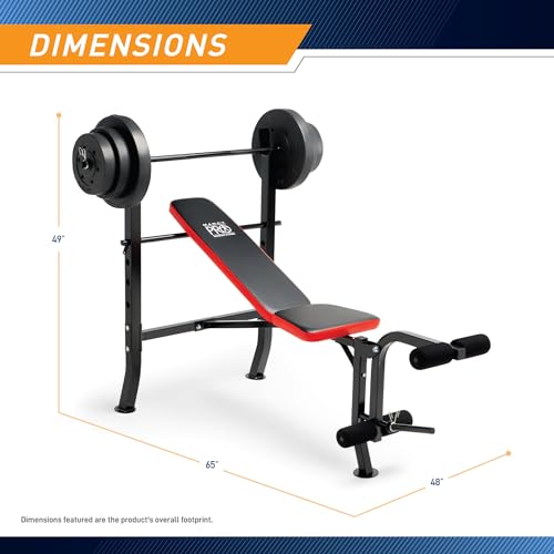 Marcy Standard Weight Bench with Vinyl-Coated Weight Set for Home Gym O2680