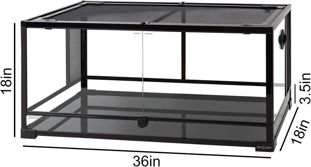 REPTIZOO 50 Gallon Glass Reptile Terrarium Tank, Double Hinge Door with Screen Ventilation K333