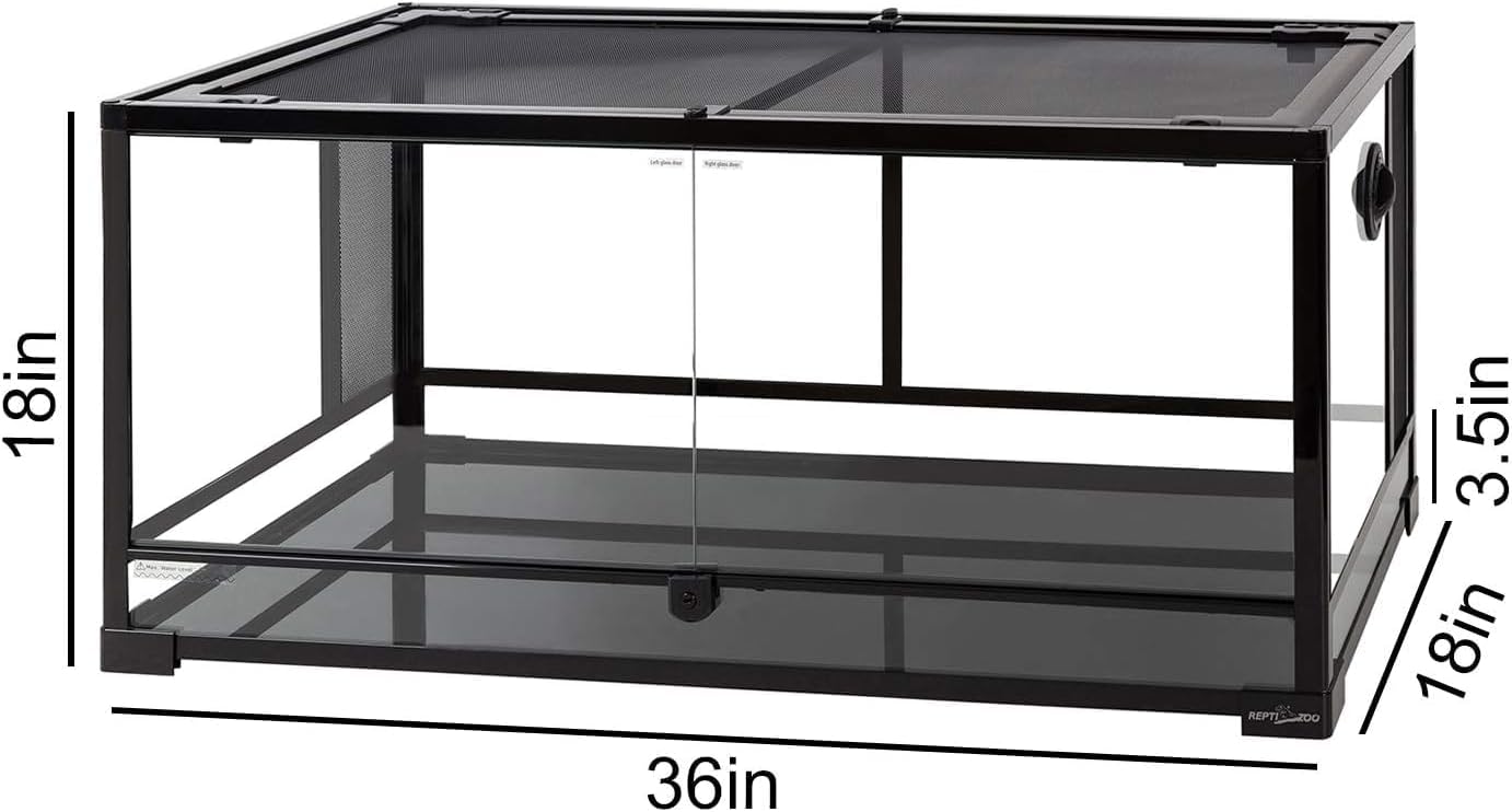 REPTIZOO 50 Gallon Glass Reptile Terrarium Tank, Double Hinge Door with Screen Ventilation K333
