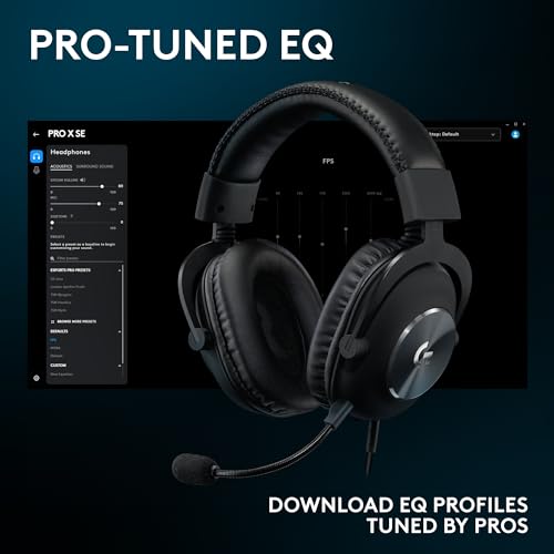 Logitech G Pro X Wired Gaming Headset with Detachable Mic, 50 mm Drivers, Black S8199