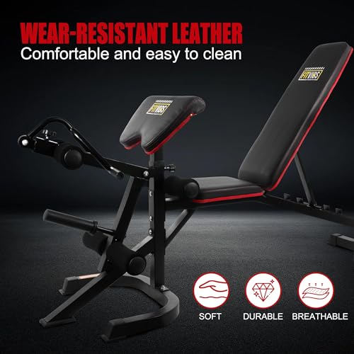 Adjustable Weight Bench with Leg Extension and Preacher Pad for Home Gym K47047