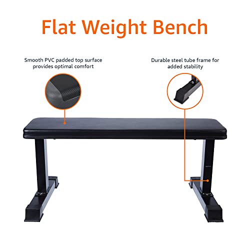 Amazon Basics Flat Weight Bench, Black V4324