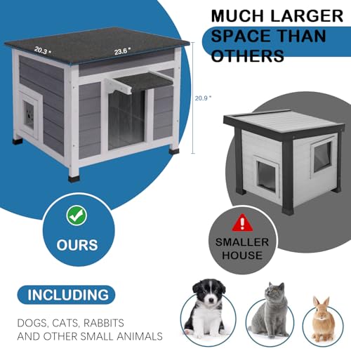 Outdoor Cat House Weatherproof Winter Enclosure for Feral Cats W562161