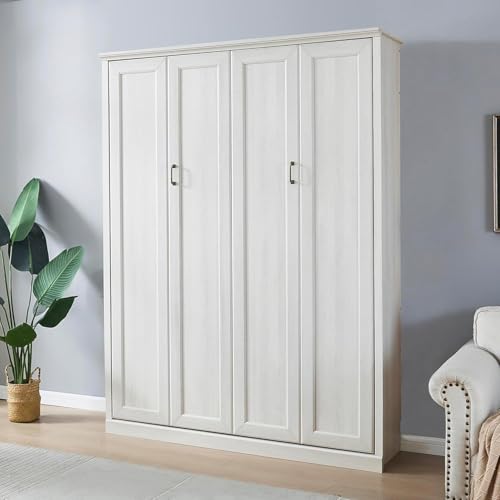 MERITLINE Queen Murphy Bed with Storage Bookcase and Charging Station E996