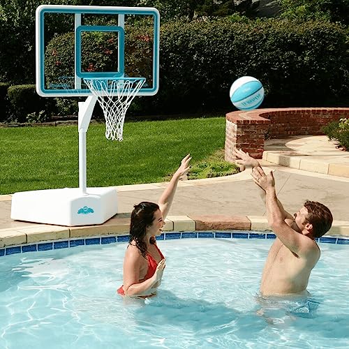 Dunn-Rite Splash & Shoot Outdoor Adjustable Height Pool Basketball Hoop with Ball and Base S249351