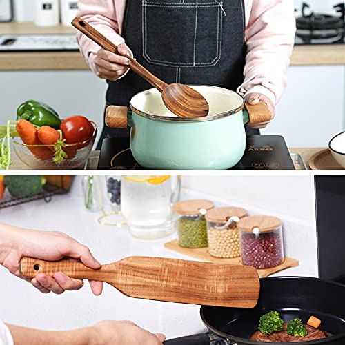 Spurtle Set of 9, Natural Teak Wooden Utensils for Cooking W7440