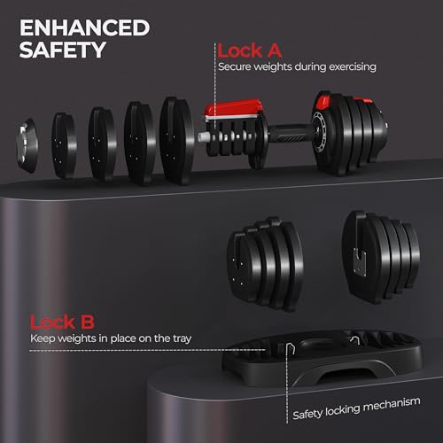 Yaheetech Adjustable Dumbbell Set with Anti-Slip Handle for Home Gym J871148