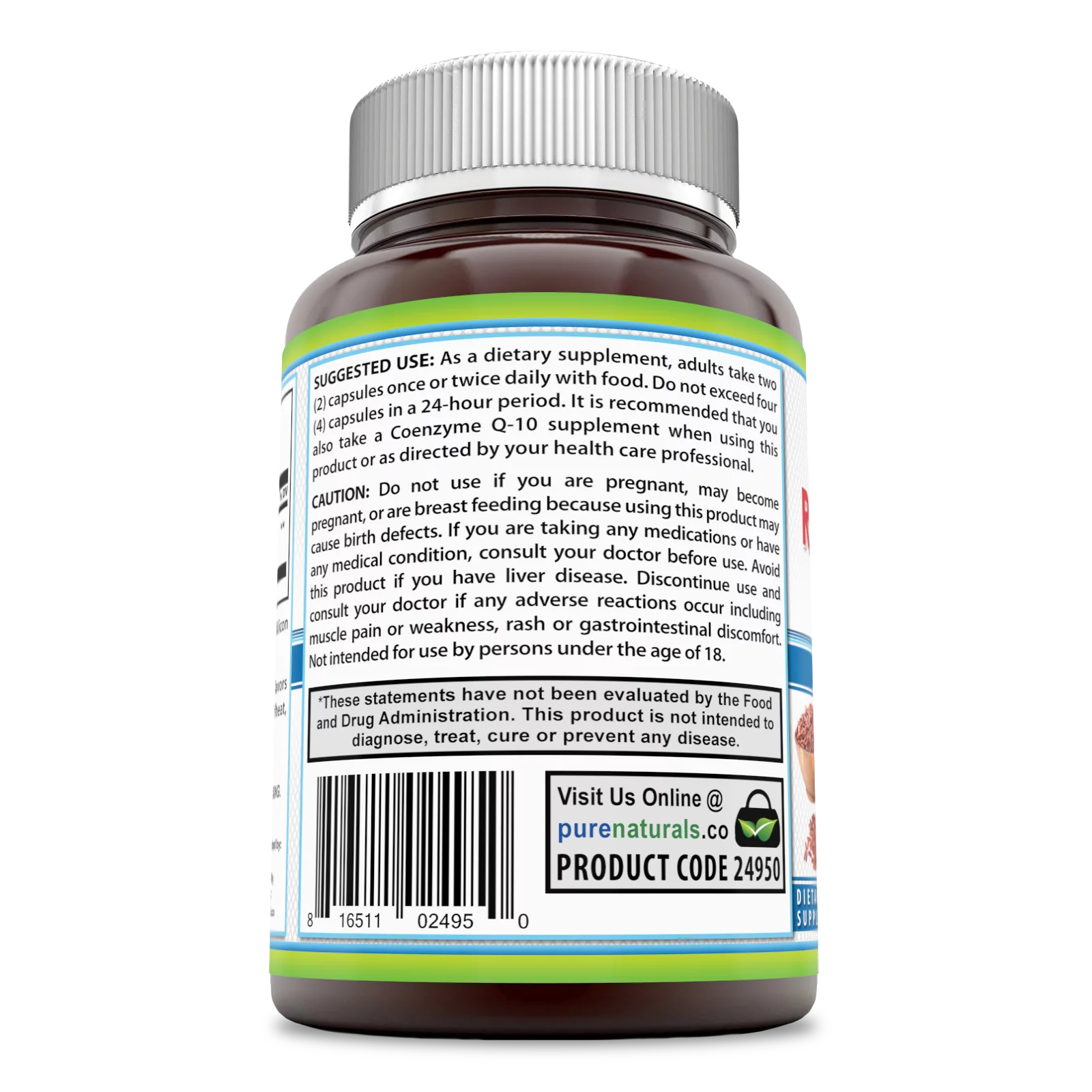 Pure Naturals Red Yeast Rice Supplement 1200mg, 480 Capsules N4009