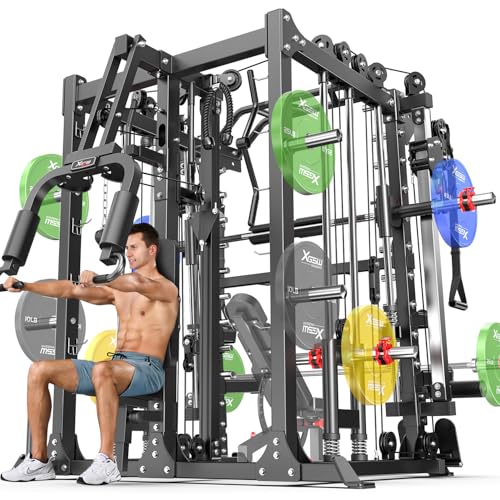 Power Cage Smith Machine Power Rack with Cable Crossover for Home Gym X175525