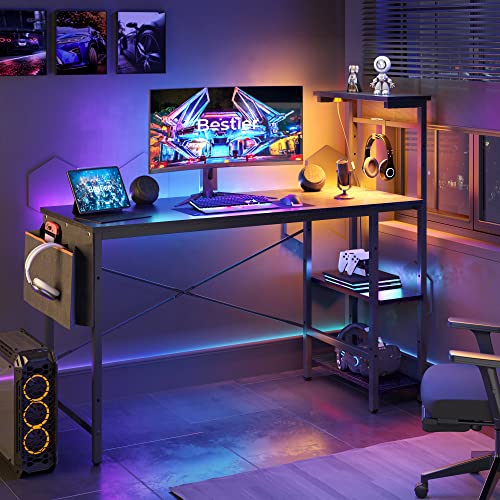 Bestier Gaming Desk with LED Lights, 51.3 Inch Computer Desk Q970