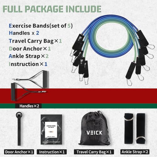 VEICK Resistance Bands with Handles for Home Workout O75059