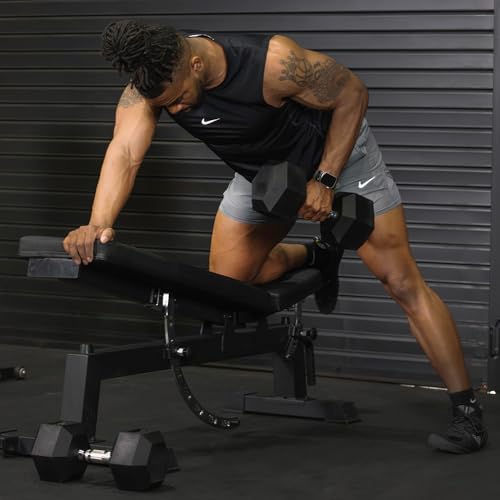 Titan Fitness 55-100 LB Pair Rubber Coated Hex Dumbbell B478