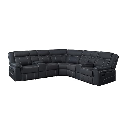 Oversized Manual Recliner 3-Seater Sofa with LED Lights, USB Ports and Cup Holders U78713