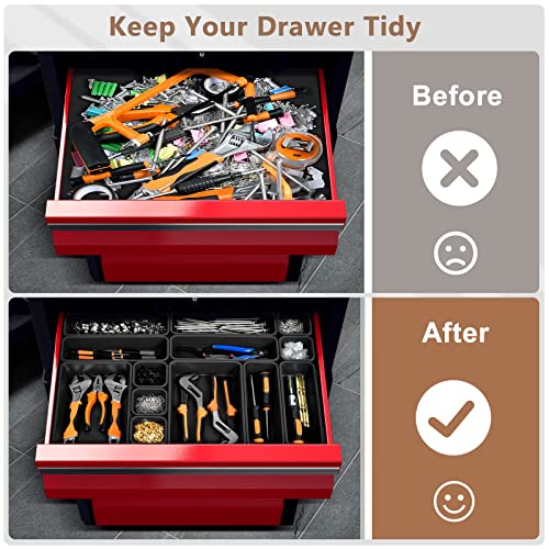 A-LUGEI 69Pcs Tool Box Organizer Tray Divider Set, Black Desk Drawer Organizer A217
