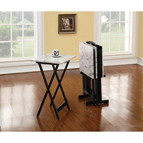 Faux Marble TV Snack Food Tray Set with Stand K6569