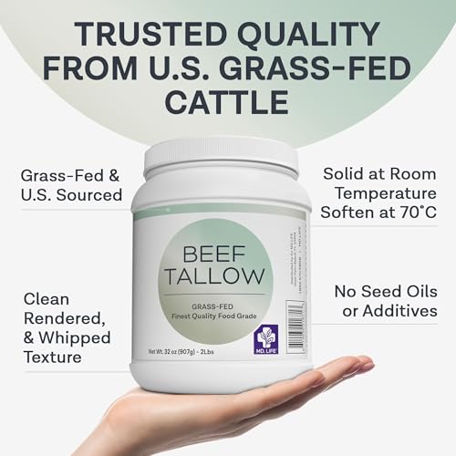MD.LIFE Grass Fed Beef Tallow for Cooking, 24 Pounds A54505