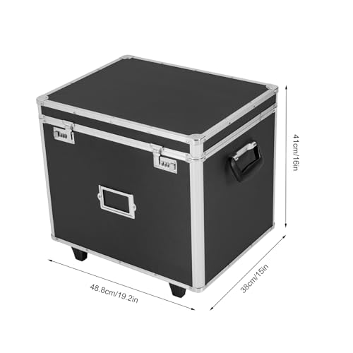 Locking File Storage Box with Wheels, Fireproof and Collapsible Y7536