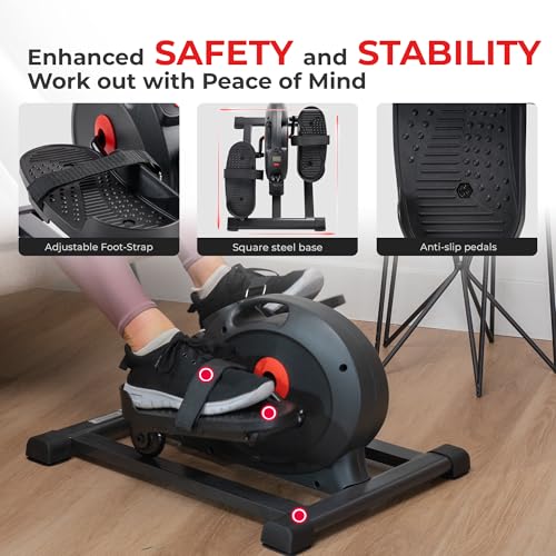 Sunny Health & Fitness Smart Mini Elliptical Trainer, Under-Desk Pedal Exerciser D70811