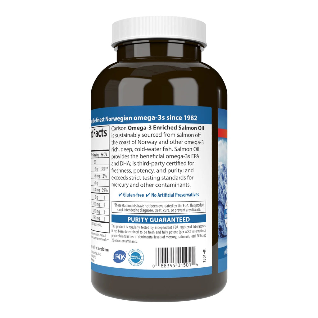 Carlson Norwegian Salmon Oil 500 mg Omega-3s, 180 Softgels O9545