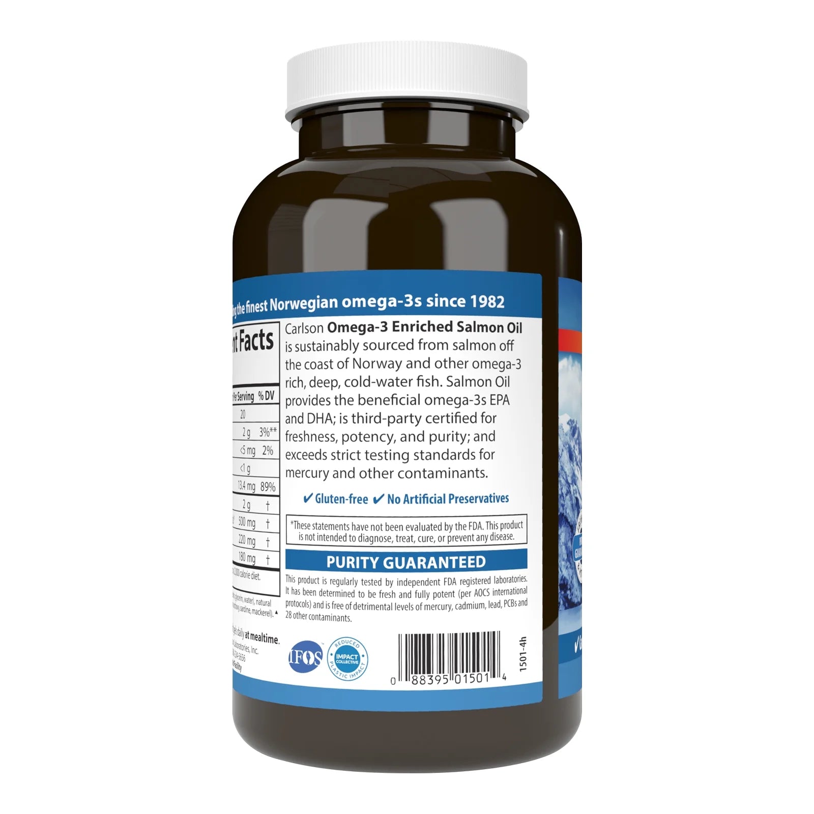 Carlson Norwegian Salmon Oil 500 mg Omega-3s, 180 Softgels O9545