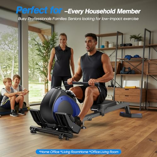 WELLFIT Magnetic Rowing Machine for Home, 300lbs Capacity, Quiet Compact Indoor Rower M52496