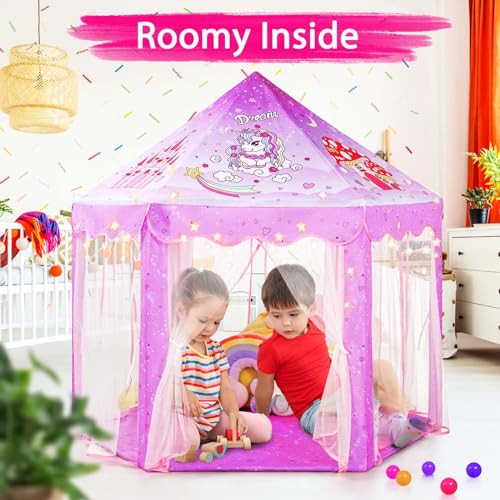 Monobeach Princess Tent Girls Large Playhouse with Star Lights L847553
