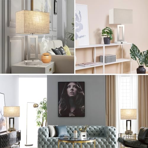 22" Touch Control Table Lamps with USB Ports, Dimmable, Gold & White V1178