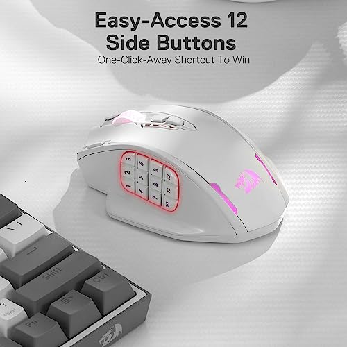 Redragon M908 Impact RGB MMO Gaming Mouse with 12 Side Buttons, 12400 DPI U713989