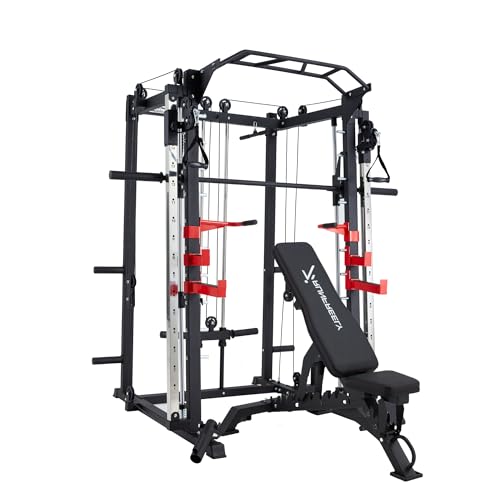 Smith Machine Home Gym with Cable Crossover Power Cage W9011