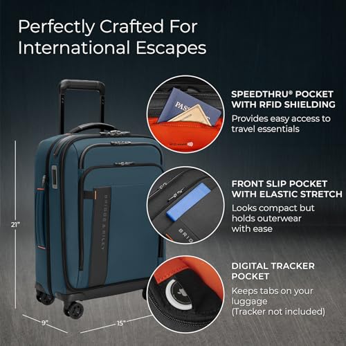 Briggs & Riley 22" Carry On Expandable Spinner - Softside Luggage, Black G487462