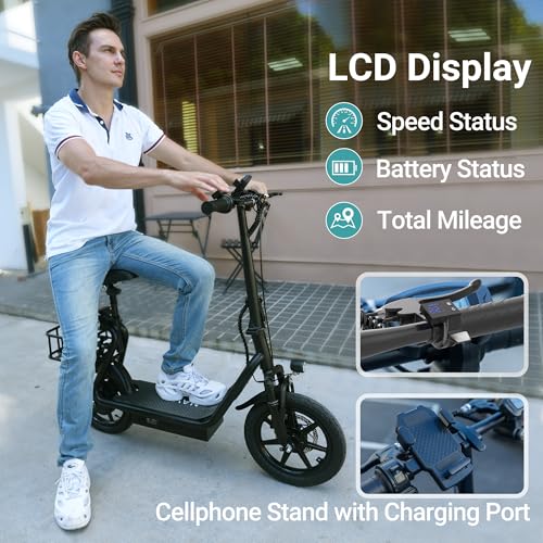 NAVIC Electric Scooter for Adults, Folding E-Scooter with Dual Braking and Dual Suspension B3040