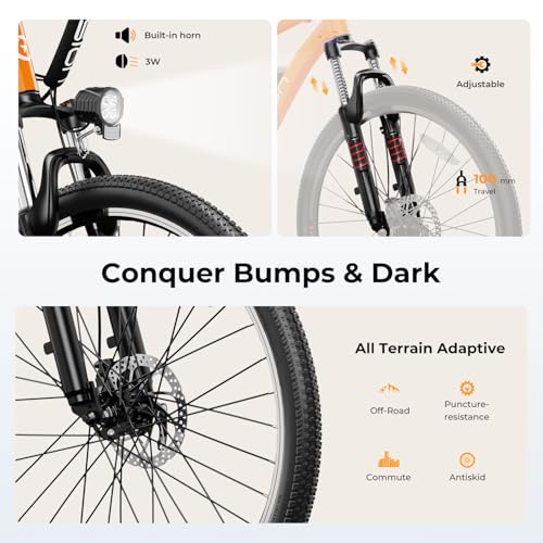 Jasion EB5 Electric Bike for Adults, 500W Brushless Motor, 40 Miles, 20 MPH, 7-Speed Y354