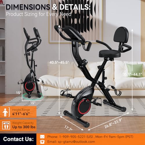Foldable Exercise Bike with 16-Level Magnetic Resistance for Home T532