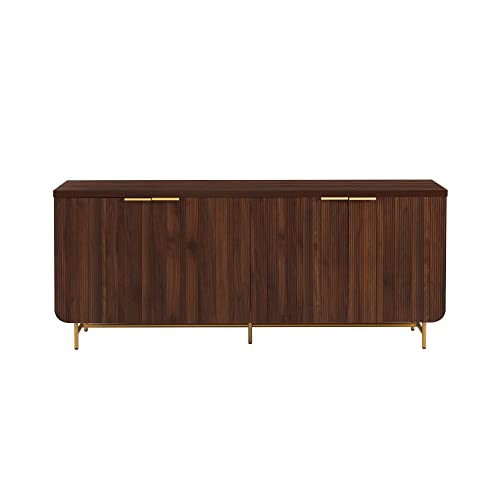 Walker Edison Reema Fluted 4-Door Kitchen Sideboard Buffet Console, 69 Inch, Coastal Oak V903859